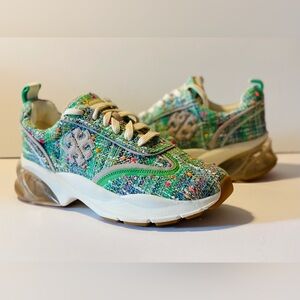 Tory Burch Green Good Luck Tweed athletic shoe Women’s Size 9.5 New